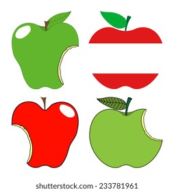 Eaten Apples Set Vector