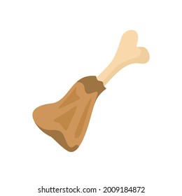 Eaten chicken leg icon. Flat illustration of eaten chicken leg vector icon isolated on white background