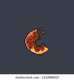 eaten chocolate doughnut in pixel style