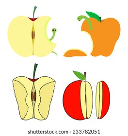 Eaten and Half Apples Vector