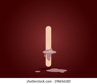 Eaten ice cream on wooden stick.. Vector illustration.