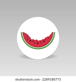 Eaten piece of watermelon round vector icon