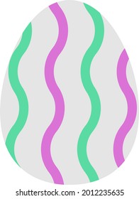 Eater egg with green and purple lines, illustration, vector on a white background.