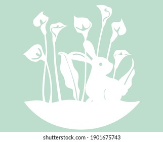 come conejo con hierba y flores