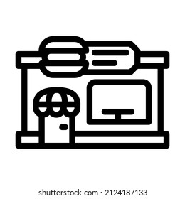 vector de icono de la línea de construcción del comedor. cartel de construcción de comedor. símbolo de contorno aislado ilustración negra