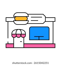 eatery building line icon vector. eatery building sign. isolated symbol illustration