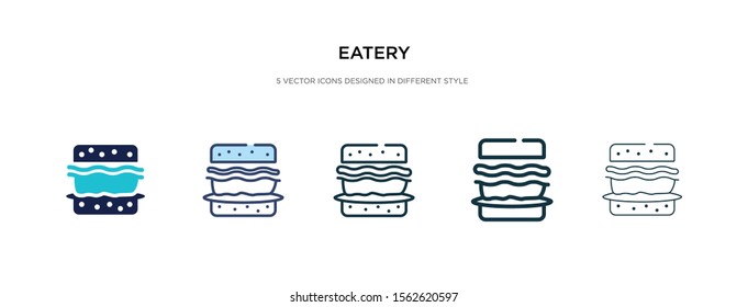 eatery icon in different style vector illustration. two colored and black eatery vector icons designed in filled, outline, line and stroke style can be used for web, mobile, ui