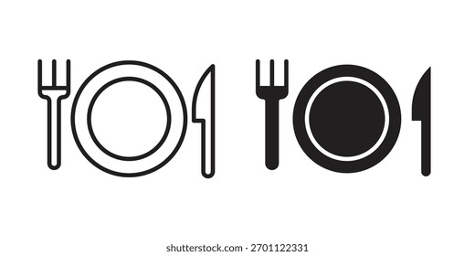Glifo de Vector de icono de comedor plano y línea de trazo de moda