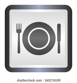 Eatery symbol (elegance silver button, black version)