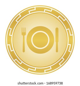 Eatery symbol (luxury button, golden version)