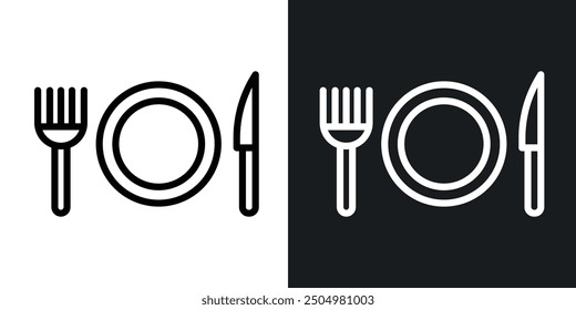 Eatery vector icon set black and white filled and outlined style.