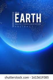 Eath Planet in Space with Lights. Realistic Universe. Cosmos Background. Vector illustration