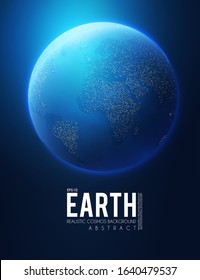 Eath Planet in Space with Lights. Realistic Universe. Cosmos Background. Vector illustration