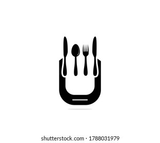 Eating application logo design silhouette