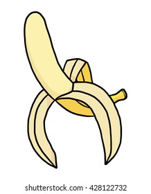 eating banana / cartoon vector and illustration, hand drawn style, isolated on white background.