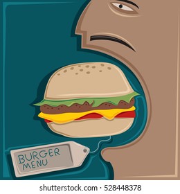 Eating Burger Poster (Vector Art)