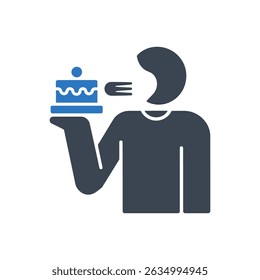 Eating Cake Icon Isolated On White Background