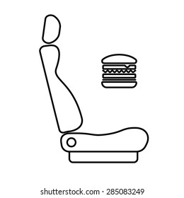 eating in car, bus, train, plane seat icon