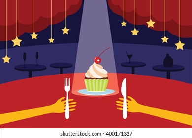 Eating The Cupcake At the Restaurant