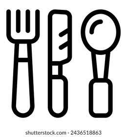 Eating cutlery icon outline vector. Spoon and fork utensils. Mealtime food knife