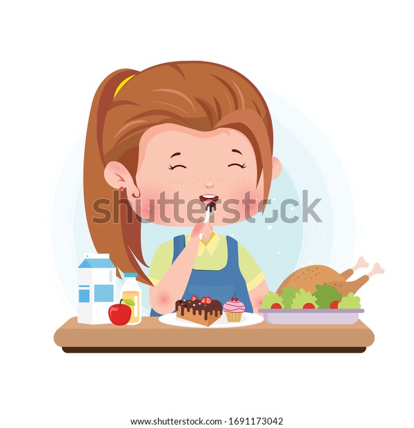 Eating Dessert Cute Character Concept Vector Stock Vector (Royalty Free ...