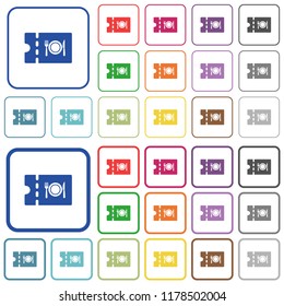 Eating discount coupon color flat icons in rounded square frames. Thin and thick versions included.