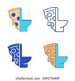 Icon für Essstörungen im flachen und Linienstil gesetzt. Bulimia Symbol. Vektorgrafik.