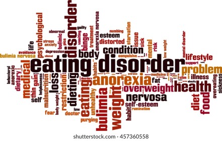 Eating disorder word cloud concept. Vector illustration