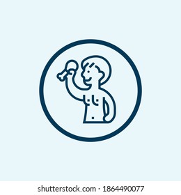 Icono de concepto de trastornos alimentarios. Ilustración delgada de la idea de condiciones de salud mental complejas. Intervención de expertos médicos y psicológicos. Dibujo de color RGB con contorno aislado del vector. Trazo editable