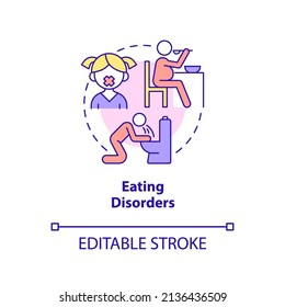 Eating disorders concept icon. Identifying teenager mental illness abstract idea thin line illustration. Bulimia nervosa. Isolated outline drawing. Editable stroke. Arial, Myriad Pro-Bold fonts used