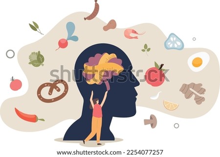 Eating disorders as psychological unhealthy diet illness .Excessive weight control and food limitation.Addiction to slimming, dieting and mental guilty feeling.flat vector illustration. Stock photo © 