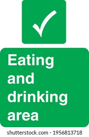 Pancarta verde y blanca de la zona de alimentación y bebida
