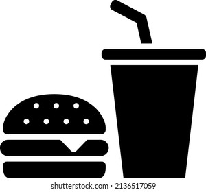 Eating and drinking icon (hamburger and drink)