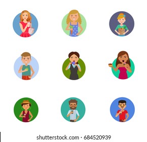 Eating and drinking icon set