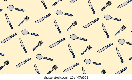 Eating and drinking utensils pattern background. Eating and drinking utensils illustration pattern. Eating and drinking utensils background. Perfect for fabrics, print, textile, wallpaper, and decor. 