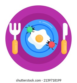 An eating egg prank in flat round icon

