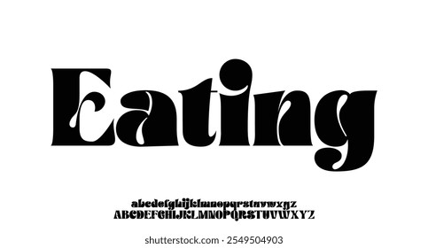 Eating, Elegant Font Uppercase Lowercase And Number. Classic Lettering Minimal Fashion Designs. Typography modern serif fonts regular decorative vintage concept. vector illustration
