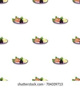 Eating fish and salad. Eating and cooking single icon in cartoon style vector symbol stock illustration web.