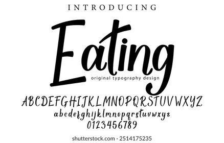 Eating Font Stylish brush painted an uppercase vector letters, alphabet, typeface