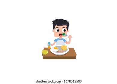 Eating A Food Vector Object Illustration