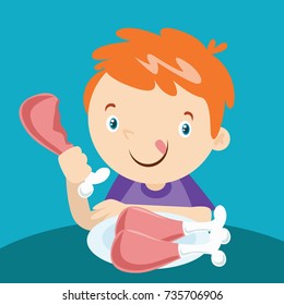Eating habit for children campaign poster design series. Healthy eating habit for kid.