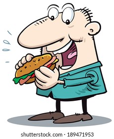 Eating hamburger
