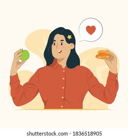 Eating healthy food concept illustration for banner, poster, website, etc.