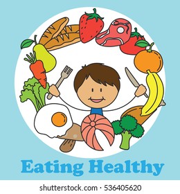 Eating Healthy Kids Campaign Poster Stock Vector (Royalty Free ...