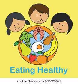 Eating Healthy Kids Campaign Poster Stock Vector (Royalty Free ...