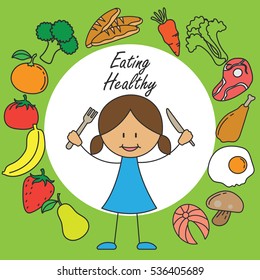Eating Healthy Kids Campaign Poster Stock Vector (Royalty Free) 536405641