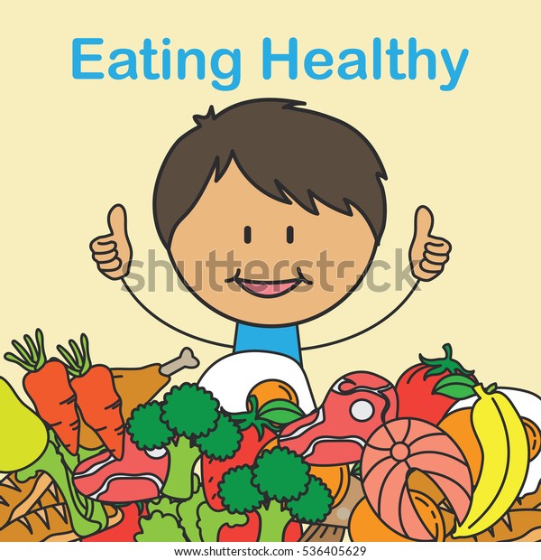 Eating Healthy Kids Campaign Poster Stock Vector (Royalty Free) 536405629
