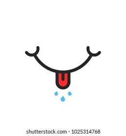 eating or hungry simple emoji face. concept of delicious and good yummy food or yum-yum smile with tongue or glutton. flat cartoon style minimal logo graphic design isolated on white background