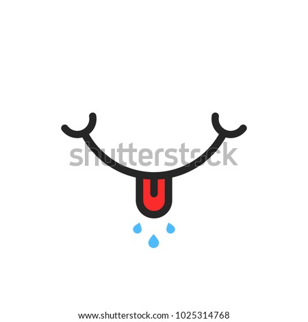eating or hungry simple emoji face. concept of delicious and good yummy food or yum-yum smile with tongue or glutton. flat cartoon style minimal logo graphic design isolated on white background