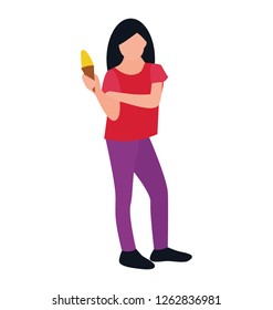 Eating ice cream flat icon design